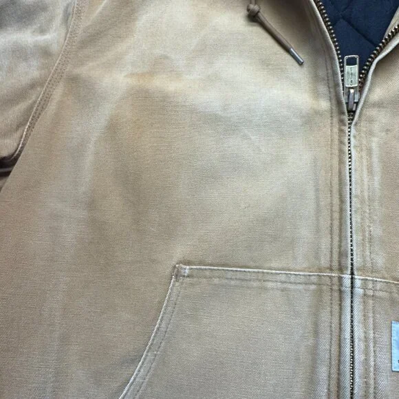 Vintage Carhartt J131 BRN Hooded Duck Jacket Sz XL USA Made Union Quilted Lined - Picture 4 of 15